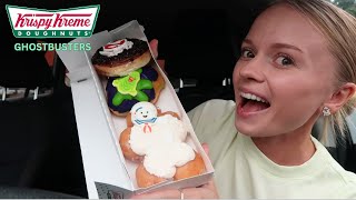 KRISPY KREME Ghostbusters doughnuts Cookies \u0026 Creme, Stay Puft Marshmallow Man, \u0026 Slimer review