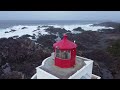 amphitrite lighthouse in ucluelet near tofino vancouver island history with drone shots 4k uhd