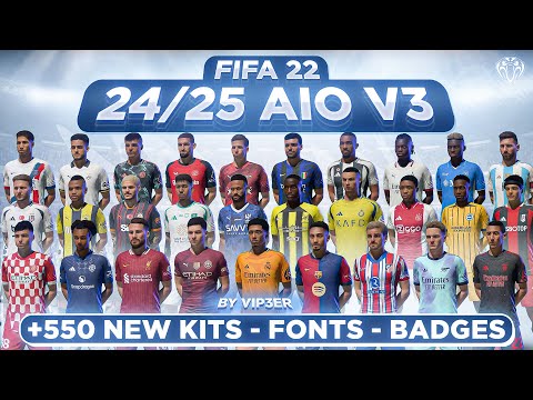 24/25 AIO Kits V3 Mod para FIFA 22 (+560 nuevos kits – Fuentes – Insignias) TU17