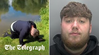 Moment drug dealer jumps into river to avoid police