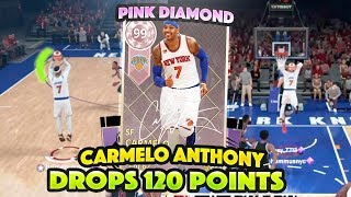 PINK DIAMOND CARMELO ANTHONY DROPS 120 POINTS ON DIAMOND KOBE!!! BEST CARD IN THE GAME!! NBA 2K18