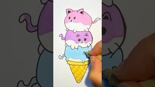 How to Draw a Cute Cat Ice Cream 🍦 | Easy Step-by-Step Drawing