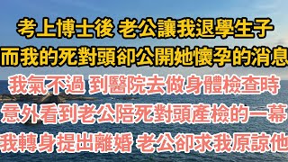 考上博士後 老公讓我退學生子，而我的死對頭卻公開她懷孕的消息，我氣不過 到醫院去做身體檢查時，意外看到老公陪死對頭產檢的一幕，我轉身提出離婚 老公卻求我原諒他