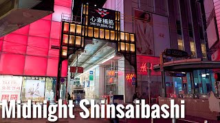 Midnight Osaka Walk - Shinsaibashi 4K Japan