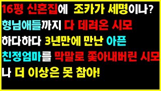 [사이다사연]16평 신혼집에 시어머니가 데려온 조카 셋, 아픈 친정엄마를 3년만에 불렀더니 고새를 못참고 하루만에 쫓아낸 시모.이 좁아터진 집에 아주버님까지 오셨네[반전실화사연]