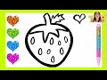 How to draw a cute strawberry 🍓 easy|  Strawberry Drawing For Kids, Coloring for Toddlers