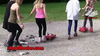 Car Pool 6 - Girls in Sneakers play with and destroy model cars