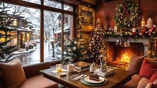 Winter Coffee Shop Ambience with Smooth Christmas Jazz Music and Christmas Fireplace for Relaxing 🧣🎄