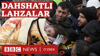 Туркия:  Икки қақшатқич зилзила  содир бўлган лаҳзалар - BBC News O'zbek