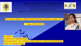 Datatype | OOPS Using JAVA | SNS Institutions