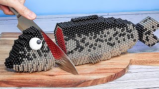 Salmon Fish Cutting & Sashimi | Magnetic Balls & Stop Motion Cooking Video