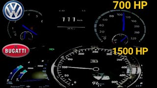 VW Golf 7 R 700 HP VS Bugatti Chiron 1500 HP Acceleration 0-200 km/h