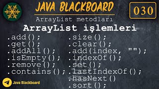 030 Java Dersleri : Java ArrayList Sinifi ve metodlari.