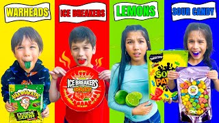 LAST TO STOP EATING SOUR CANDY WINS A MYSTERY PRIZE **Kids Went Crazy** | Famili