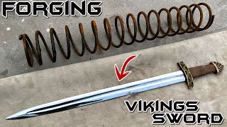 Forging a VIKING's Age SWORD out of Rusted Coil SPRING