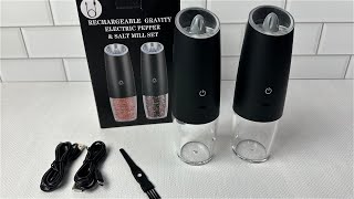 Rechargeable Gravity Electric Pepper and Salt Mill Set