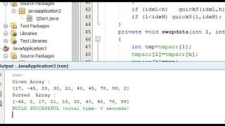 sort an array of given integers using Quick sort Algorithm in java