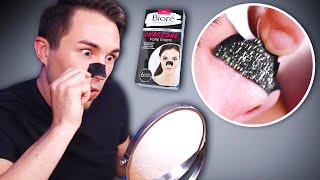 Men's First Time Using Biore Blackhead Remover Charcoal Nose Strips