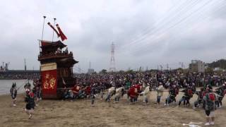 亀崎潮干祭2016（前の日） MAH08578 海浜曳き上げ 東組「宮本車」 山車 愛知県 山車祭り