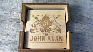 Custom engraved wooden coasters.