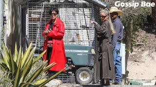 Khloe Kardashian and Kris Jenner film at an animal sanctuary in Fillmore, CA