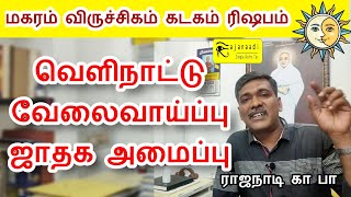 வெளிநாட்டில் வேலை செய்யும் ஜாதக அமைப்பு | சூரியன் சந்திரன் ரிஷபம் கடகம் விருச்சிகம் மகரம் ராசி ஜோதிட