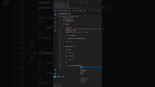 Fibonacci series program using recursive methods in c languages #shorts #coding #codinglanguage #c
