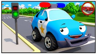 The Blue Police Car w CAR FRIEND & BALLS! Vehicle & Chi Chi Car for children! Cars & Trucks Cartoon