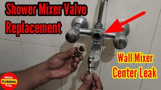 Wall mixer center spindle repair | Bathroom shower mixer tap leaking