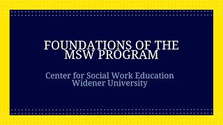 Foundations of the MSW Program