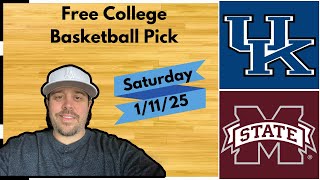 College Basketball Free Pick - Kentucky vs Mississippi State - Saturday 1/11/25 | Picks And Parlays