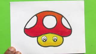 How to Drawing Super Mario Mushroom Easy | Super Mario Mushroom Drawing for Kids | Easy Drawing