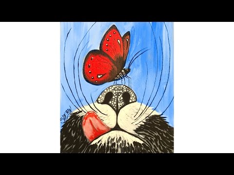 Cat Nose and Butterfly LIVE Acrylic Painting on Canvas for Beginners Cat Nose and Butterfly LIVE Acrylic Painting on Canvas for Beginners