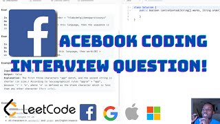 FACEBOOK Coding Interview Question - Verifying an Alien Dictionary | LeetCode