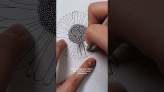 The easiest way to draw flowers with ink pens // sunflower drawing step by step #drawingtutorial