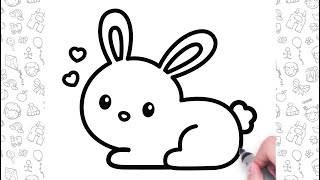 🐰Very Easy Rabbit Drawing Step by Step🐇 | Cute Animals Drawing For Kids💕