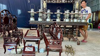 Collectibles for sale: Mandrel Lamp, Rosewood Table, Horn Wall Set, Clock, Ceramics - Thanh Trieu