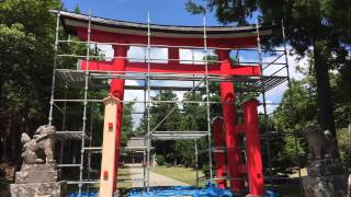 中興神社　鳥居控え柱交換　だから佐渡　伝統文化と環境福祉の専門学校　就職　堂宮大工　建築士