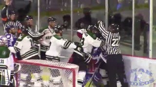 Mêlée / Scrum Gabriel Boutin-Gagnon, Chris Cloutier vs Jeremy Malouin, Sean McMorrow LNAH 19-12-2015