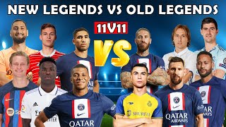 New Legends 🆚 Old Legends 11v11 (Mbappe Vinicius Hakimi De Jong 🆚 Ronaldo Messi Neymar)