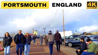 England: [4K] Walk | Portsmouth | England | Port City and Naval Base on England’s South Coast