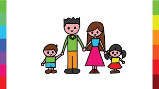 How to draw cute FAMILY with simple shapes  |  Very easy | Beginners tutorial