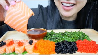 TOBIKO EGGS + SALMON SASHIMI (ASMR SIMPLE SOUNDS) NO TALKING | SAS-ASMR