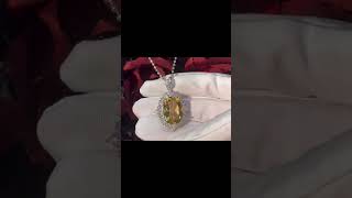 Natural Yellow Citrine Silver Pendant Necklace for Women