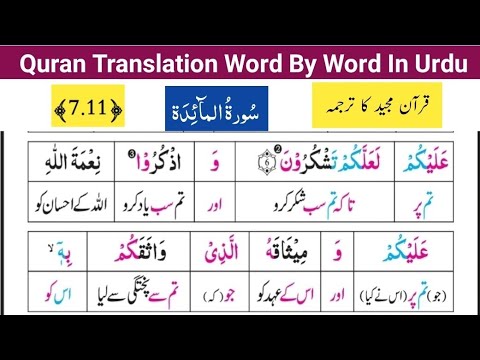 Surah Al Maidah Ayat# 7-11 | Quran Majeed Ka Lafzi Tarjuma Sekhein ...