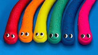 Satisfying Video | Plasticine Rainbow Snakes | ASMR  | PART 2 #asmr #rainbow