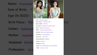 Beautiful Actress Pranitha Subhash Biography #shorts #shortvideo #youtubeshorts