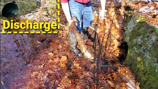 Clearing Culvert, Large Tree Roots Clog. Heavily Flowing Discharge