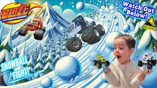 🔥 Blaze \u0026 the Monster Machines | Father-Son Avalanche Adventure! ❄️ Epic Snowball Rescue Indoors! 🚗💥