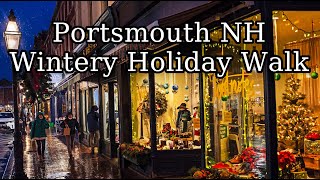 Portsmouth NH Wintery Holiday Walk ❄ Prescott Park and Market Square. Beautiful Christmas Tree.